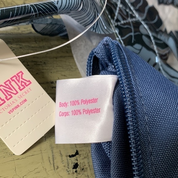 PINK VICTORIAS SECRET Summer Blue Tropical Floral PVC Tote Bag - Picture 14 of 16